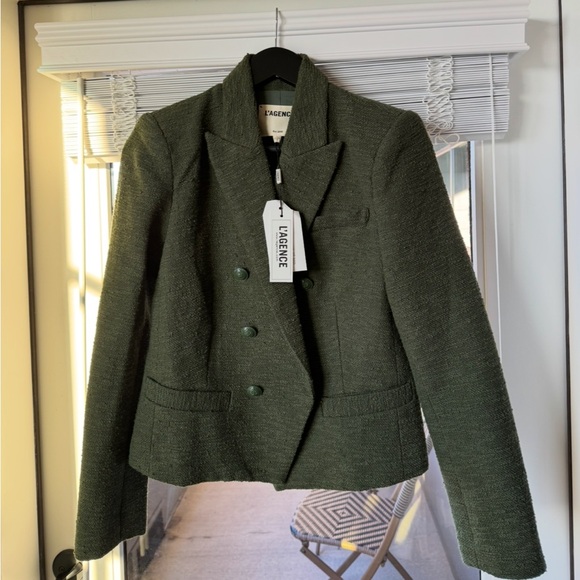 L'AGENCE Green Double-Breasted Women's Brooke Blazer - Picture 1 of 3